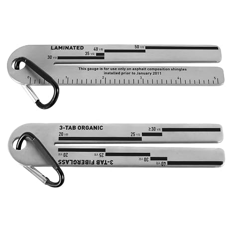 4/09 Shingle Gauge 2Pack, Roof Shingles Measuring Tool, Roof-Pitch Gauge with Carabiner for Measuring The Thickness of Roof Tiles