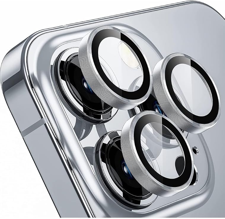 Enfein iPhone 14 Pro Max/14 Pro İle Uyumlu CmCov Kamera Lens Koruyucu Kolay Tak Çıkar Ergonomik İnce Tasarım Kırılma Ve Çizilme Önleyici Silver