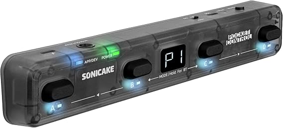SONICAKE MIDI Foot Controller, 4 Buttons BT Footswitch - Pocket Control