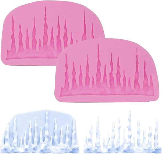 2Pcs Cake Mold Baking Accessories 3D Icicles Silicone Mold For Pudding, Pan Muffin,Impression Mats Baroque Fondant,Chocolate,Ice Cube,Cookie Pastry Pies,Cake Cup Cake,Decoration,Polymer Clay