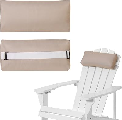 Chaise Lounge Head Pillow, 2 Pack Outdoor Lounge Chair Pillows with Adjustable Strap Longue Head Pillow Headrest Pillows for Patio Backyard Beach Pool Garden ReclinerKhaki