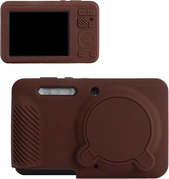 MUZIRI KINOKOO Camera Case for Kodak PIXPRO FZ55, Soft Silicone Sleeve Fit for Kodak FZ55 Digital Camera Accessories, FZ55 Protection Cover with Removable Lens Cap - Slim Fit & Lightweight - Coffee