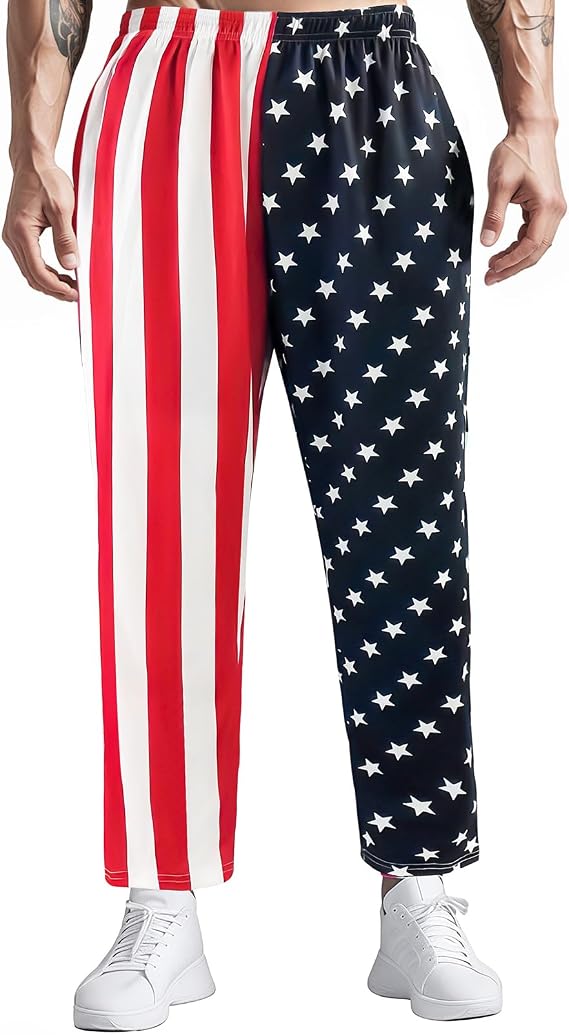 American Flag Pants Men Women Joggers Pants Sports Men's 4th of July American Flag Long Pants with Pockets