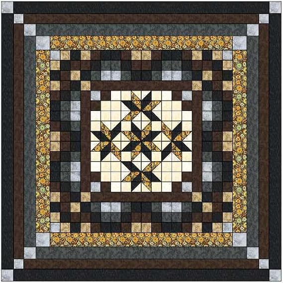 Easy Quilt Kit Nine Patch Star Lily Nuetral/Queen/Precut/Ready to Sew!