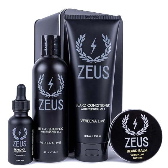 ZEUS Everyday Beard Wash & Conditioning Kit for Men (Verbena Lime)