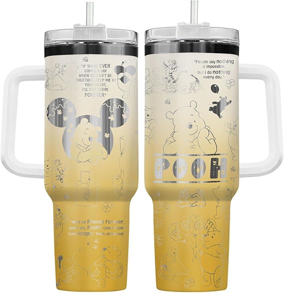 Cartoon Bear Tumbler 40oz with Handle Straw Gifts for Women