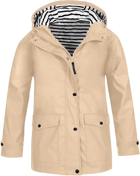Moonker Boys Girls Lightweight Waterproof Rain Jacket Hooded Windbreaker Raincoat Fall Zip Up Softshell Rainjacket for School