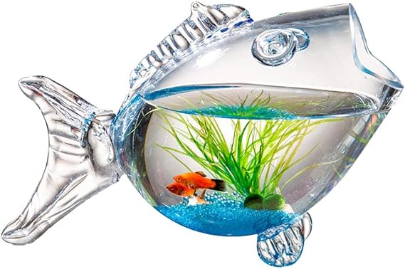 Fish Bowls Creative Fish Tank Aquarium Fish-Shaped Glass Fish Tank Goldfish Tank Living Room Turtle Tank Fish & Aquariums-L