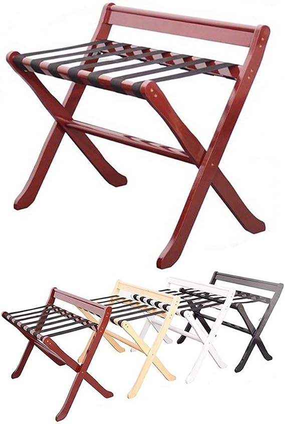 Folding Luggage Rack Suitcase Stand Wood Luggage Stand Backpacks Rack,Black