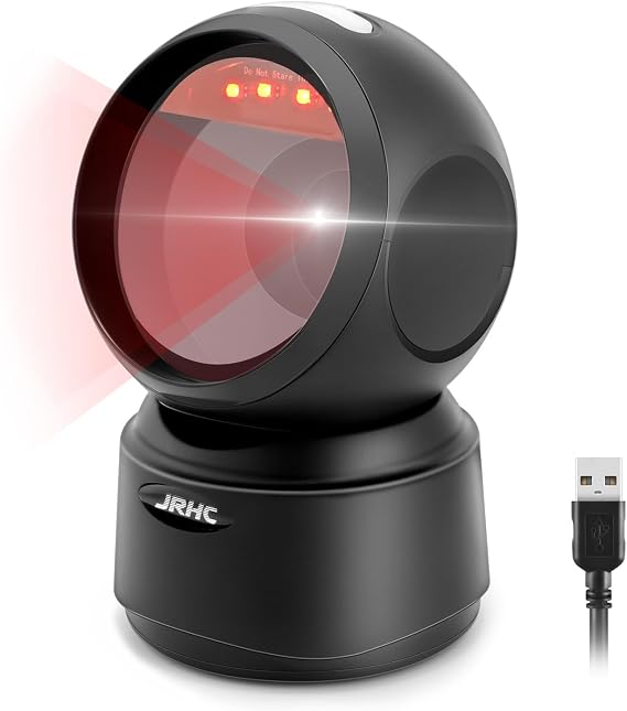 1D 2D Desktop Barcode Scanner, Omnidirectional Automatic Sensing Platform Scanner, Hands-Free USB Wired Image Sensing QR Barcode Reader