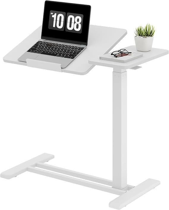 SANODESK 28''Overbed Table Gas Spring Lifting with Wheels&Tilting Desktop