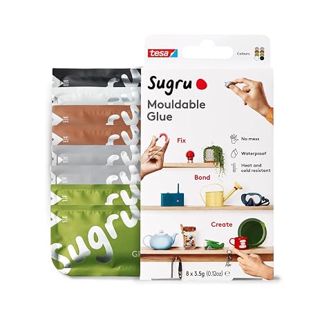 Sugru Silicone Super Glue - Waterproof All-Purpose Wall Putty + Moldable Glue for Crafting + DIY Home Improvement - Removable + Kid-Safe - Indoor/Outdoor Use - 8 Pack - Natural Colors (3.5g/ea)