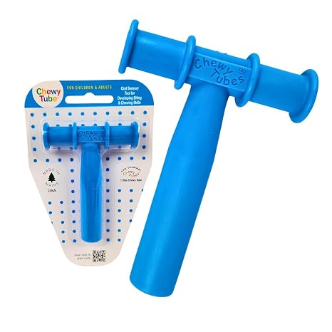 Chewy Tubes Original Oral Motor Chewing Tool - Largest and Strongest for Teens and Adults [Blue, 5/8" Diameter] | Made in USA | Non-Toxic | Invented by Pediatric SLP