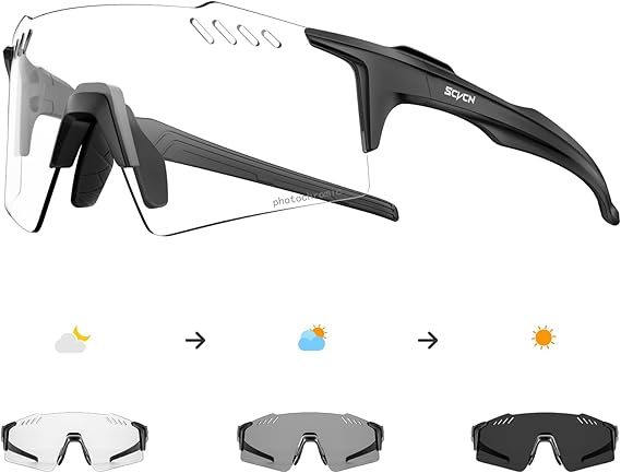 SCVCN Photochromic Cycling Glasses Clear Biking Glasses Women Men MTB S9A2