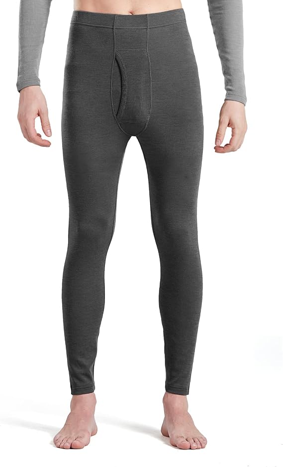 SHEEP RUN 100% Merino Wool Men's Midweight Anti Odor Thermal Underwear Bottom Pant Long Johns