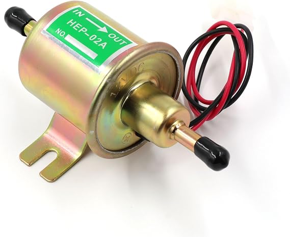 Universal Electric Fuel Pump 12V Low Pressure 4-7 PSI Inline | Heavy Duty Metal HEP-02A; For Carburettor Or Diesel Engine Motorbike