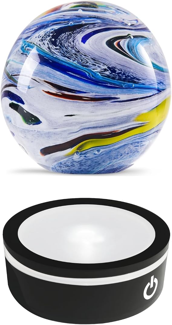EUSTUMA LED Light Base Display Stand For Glass Figurines Ball Planet,Paperweight Glass Ball,Space Museum Decor,Office Decor Outer Space Lovers