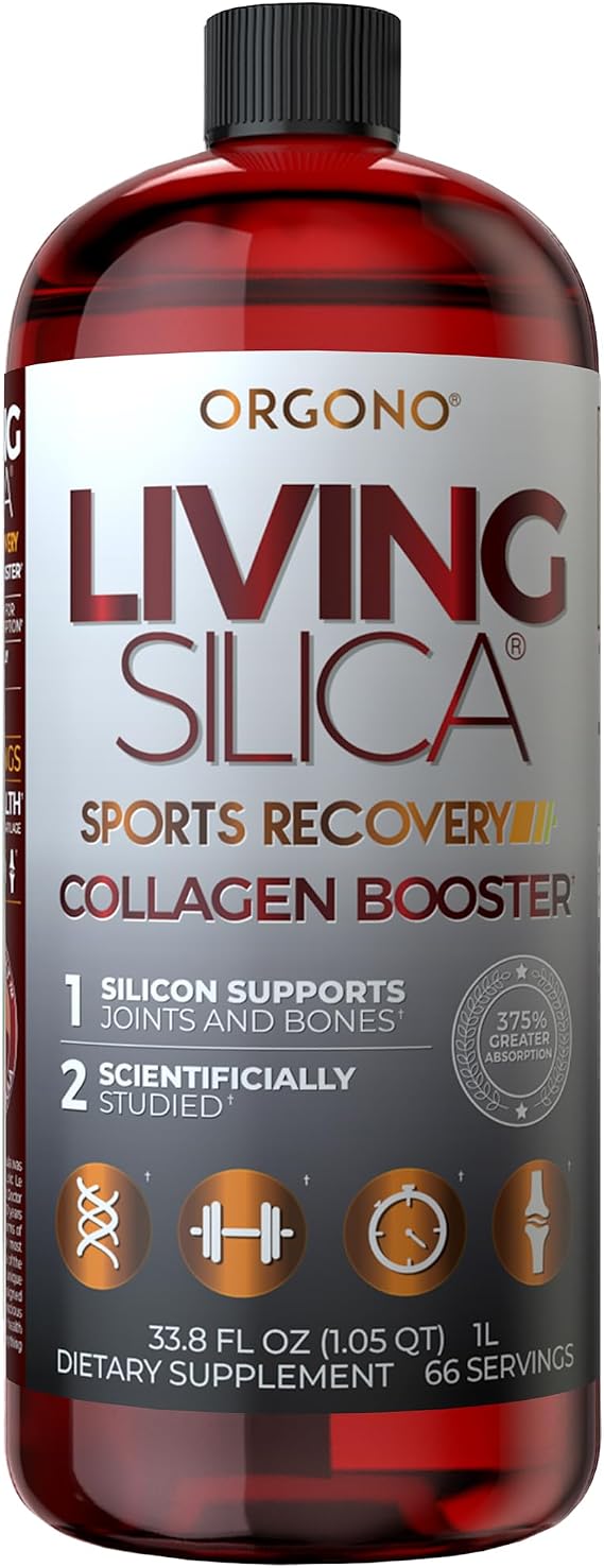 Living Silica ORGONO Sports Recovery | Vegan Collagen Booster | Silica-Based | Pre & Post Workout Supplement | Supports Joint Recovery, Tendon & Cartilage Health, Energy & Endurance | 33.8 Fl Oz