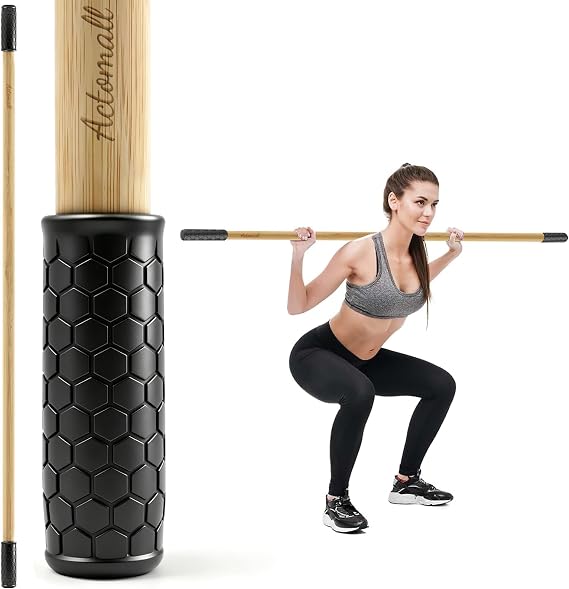 Bamboo Yoga Stick, 58.5-Inch Stretching Stick for Exercise | 58.5 in one-piece bamboo stretch bar with non-slip rubber ends for flexibility, posture, Pilates and therapy exercises