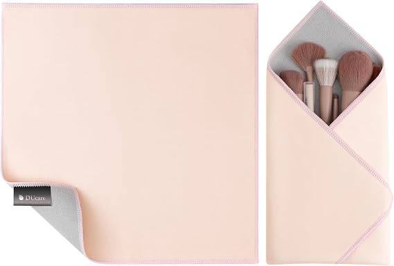 DUcare Self Adhesive Magic Makeup Bag, Portable Protective Cosmetic Pouch, Camera Lens Wrap Travel Organizer for Beauty Essentials, Gifts & Daily Use (Pink 13.5 Inch)