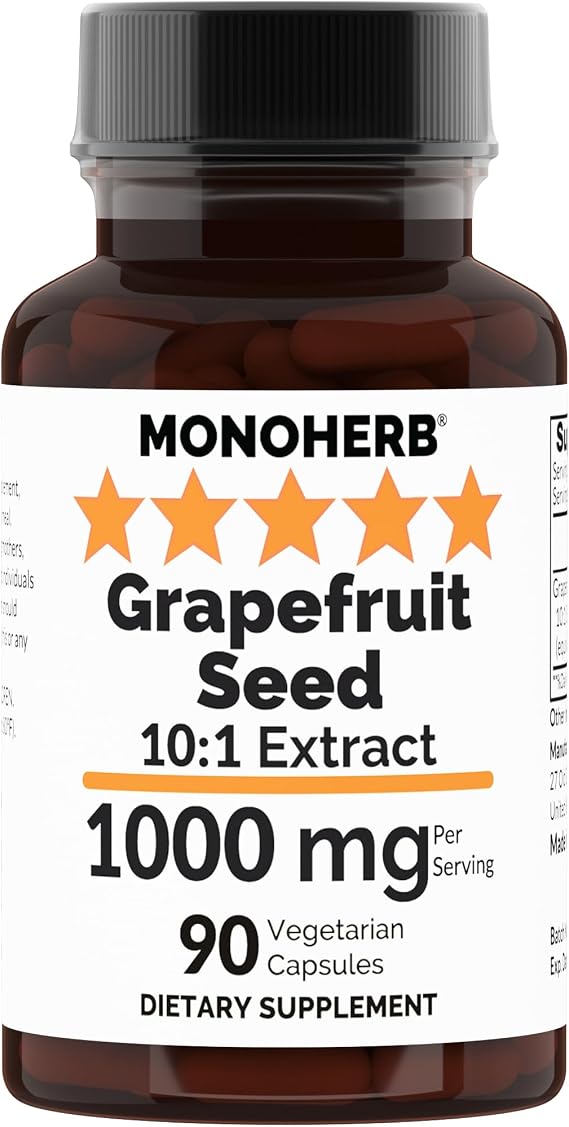 MONOHERB Grapefruit Seed 10:1 Extract - 1000 mg per Serving - Serving Size: 2 Capsules - 45 Servings per Bottle