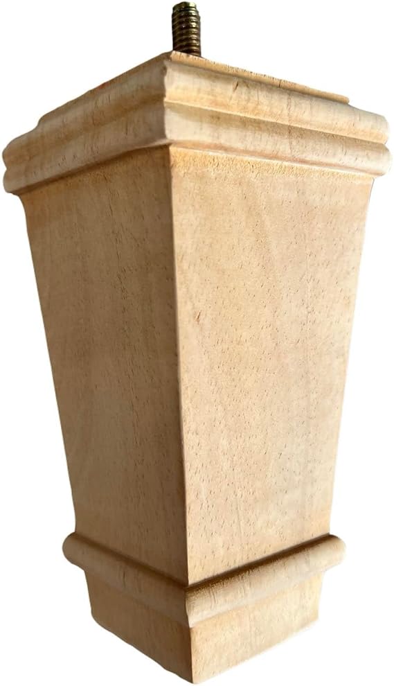 DESIGN 59 5 Inch, Set of 4, Hardwood Unfinished Pyramid Legs, Wood Furniture Legs for Couches, Dressers, Sofas, Upholstery and Reupholstery and Other Furniture