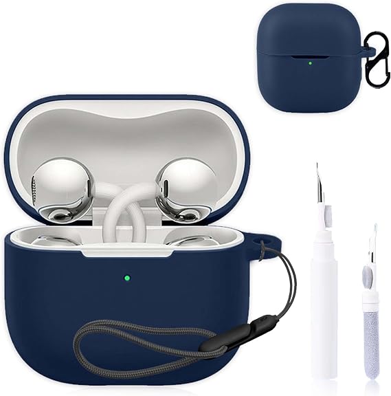 for Huawei FreeClip 2 Case Cover,NOUKAJU Earphone Protective Cover(with Carabiner + Lanyard + Cleaning Pen) Drop-Proof,Scratch-Proof,Shock-Proof,Case for Huawei FreeClip 2(Blue)