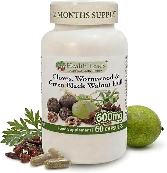 Cloves, Wormwood & Green Black Walnut Hull 600mg | 60 Caps | for Humans | Traditional Three-Botanical Formula | Gut & Digestive Support | Vegan | Additive Free | Health Leads