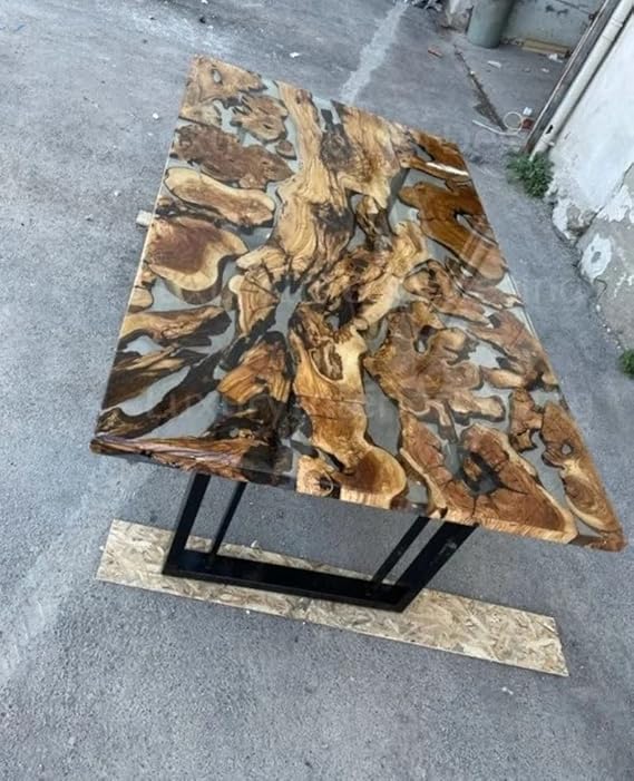 Personalized Large EPOXY Table, Resin Dining Table for 2, 4, 6, 8 River Dining Table Top, Wood Epoxy Coffee Table Top, Living Room Table (16.5" Inches Tall, 24 x 12inches)