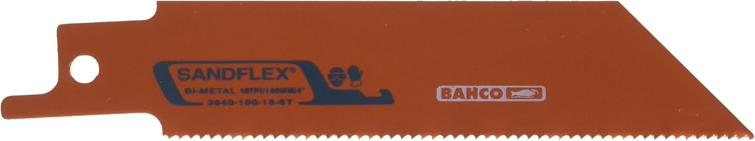 BAHCO Saber Saw Blade 3840-100-18-ST-10P Saber Saw Blades, 3.9 inches 100 mm x 18 Mounts, Pack of 10