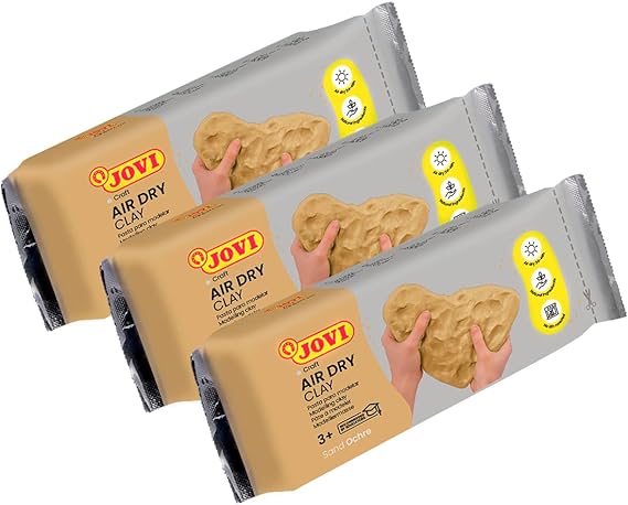 Jovi - Air Dry Clay, Sand Ochre Color, 3 x 1.1 lb, Total of 3.3 lb