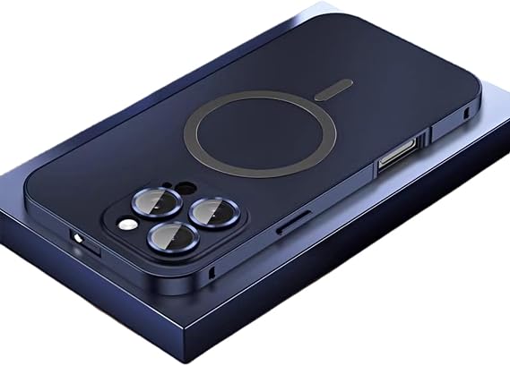 Magnetic Metal Snap-On Case for iPhone 15/16 Pro Max, Magnetic Charging Anti-Collision Matte Protective Case (Blue,15promax)