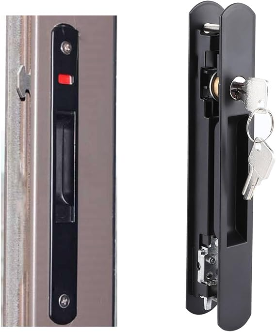 Sliding Door Window Hook Lock, Sliding Window & Door Wedge Locks Single Double Sided Lock Catch for Barn, Garden, Bathroom