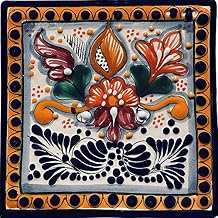 TalaMex Tecali Square Colorful Mexican Talavera Ceramic Coaster-Trivet