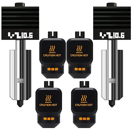 2 Pack Upgrade 0.6mm Hot End Kit for Bambu lab P2S/H2D/H2S 4-PK Silicone Socks with QR Code Extruder includes hardened steel nozzle and electroplated heating block for bambus 3D printer accessories