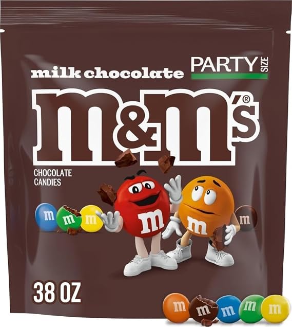 M&M'S Milk Chocolate Candy Bulk Pack, Party Size, 38 oz Bag | Real Milk Chocolate with a Colorful Candy Shell, Resealable Bag for Sharing, Parties or Events, Gifting and Baking
