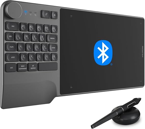 Wireless Drawing Tablet HUION Inspiroy Keydial KD200 Art Tablet with Dial | Bluetooth Graphic Tablet with Dial, 5 Customized PressKeys, Battery-Free Pen, 8.9x5.6" Pen Tablet Work with PC, Mac, Mobile