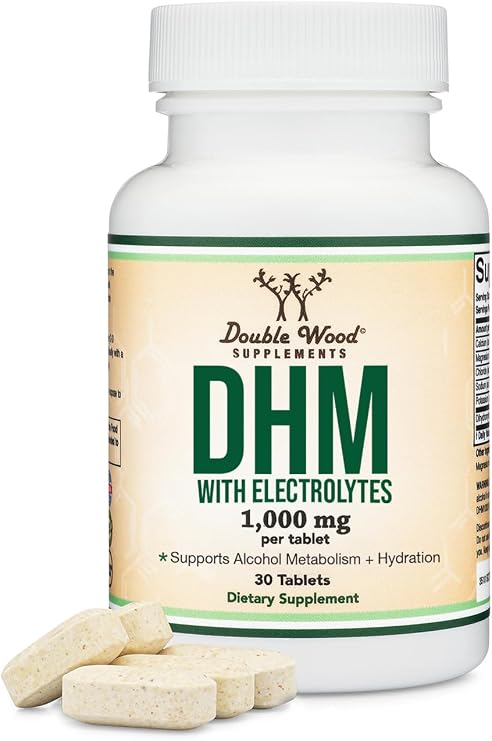 DHM 1,000mg with Electrolytes, Liver + Morning-After Support, 30 Tablets | Liver + Morning-After Supplement, One 1,000mg Tablet (No Stacking), Added Electrolytes for Hydration, Non-GMO
