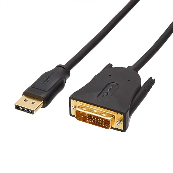 Amazon Basics DisplayPort to DVI Cable, 1920x1080p, 1080@60Hz, Gold-Plated Plugs, 6 Foot (1.8 m), Black