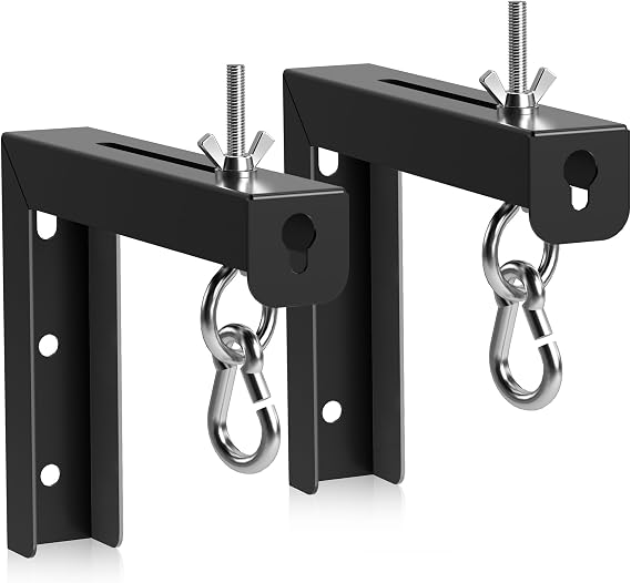 XINLEI Universal Projector Screen Wall Mount L-Brackets Hanging Ceiling Mount, 6 inch Adjustable Extension with Hook for Home Projector and Movie Screens, Hold up to 66 lbs, Black PRL003B