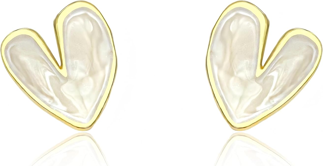 Heart Earrings For Women Dainty Enamel Glitter Heart Stud Earrings Trendy Love Studs for Jewelry Gifts