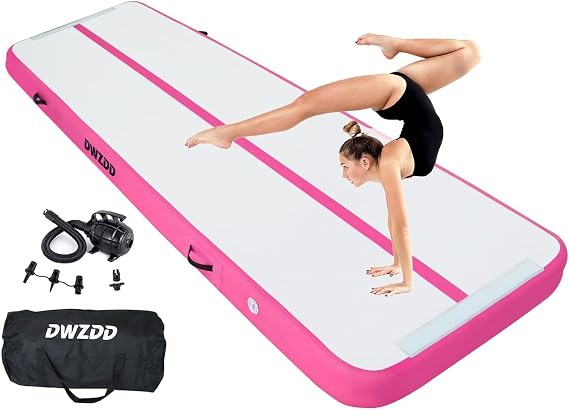 Dwzdd Gymnastics Air Mat Track, 3 m/4 m/5 m/6 m Gymnastics Mat for Children, Gym Mat, Inflatable Tumble Track for Home/Gym/Training/Cheerleading/Water