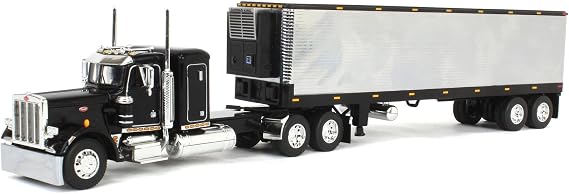 First Gear 1/64 Black & Chrome Peterbilt 359 with 40ft Vintage Reefer Trailer, DCP 60-2043