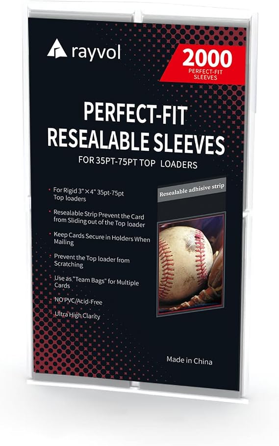 Top Loader Sleeves - Resealable Team Bags for 35-75PT Rigid Top loaders (2000pcs)
