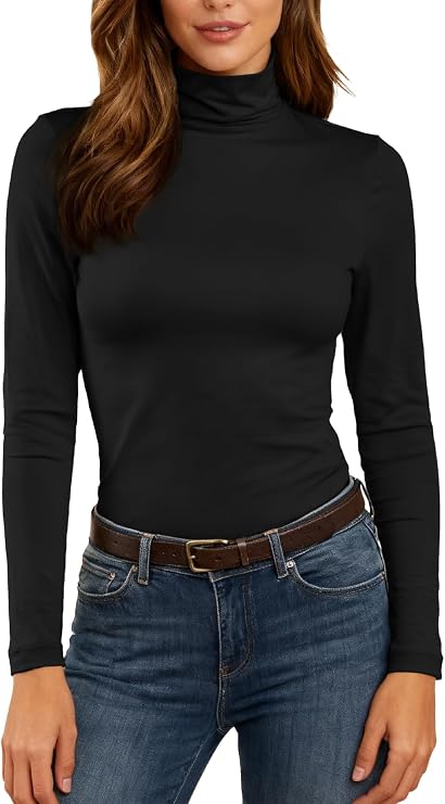 Women's Turtleneck Long Sleeve Shirts Thermal Base Layer Underwear Tops Lightweight Undershirt