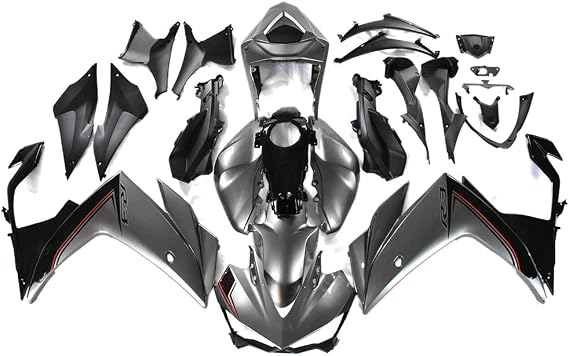 Plastics Fairings Kit for Yamaha YZF R25 R3 2014-2018 Bodywork Grey Black | Injection Molded ABS Full Fairings Kit, for Yamaha YZF R25 R3 2014 2015 2016 2017 2018 R25 R3 14 15 16 17 18 Motorcycle