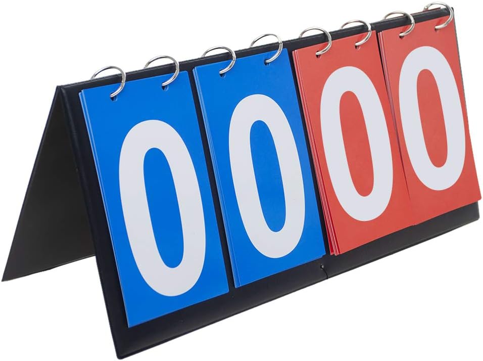 TopTie 4-Digital Scoreboard 00-99 Portable Tabletop Score Keeper Score Flipper