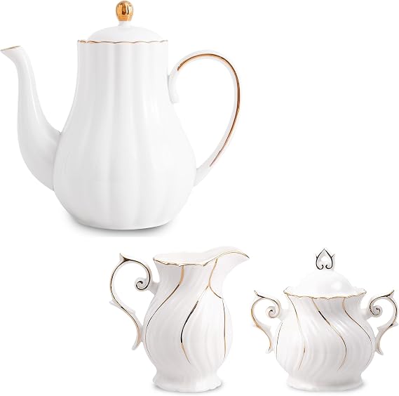 Agyiuns Tea Pot,Sugar and Creamer Set Ceramic