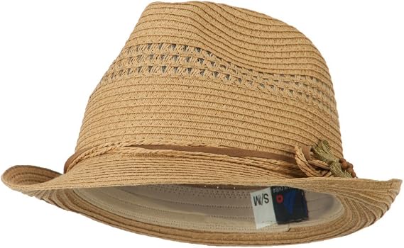 Ladies Toyo Braid Fedora Hat - Khaki OSFM