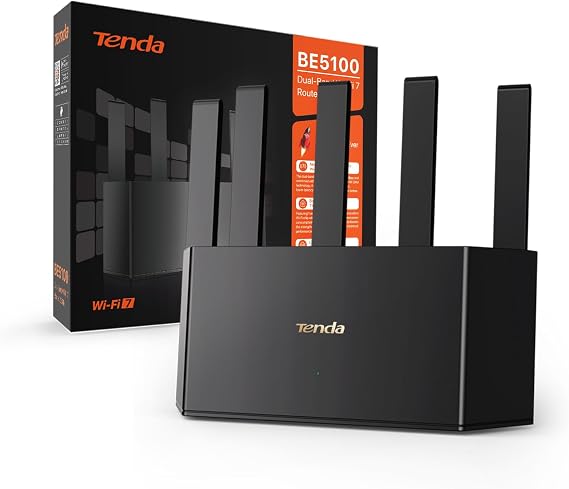 [New] Tenda RE6L Pro – WiFi 7 BE5100 Dual-Band Router, WiFi Mesh, 1x2.5Gbps+3X Gigabit WAN/LAN Ports, 5 Vertical Antennas, Multilink Operation(MLO), 4K-QAM, VR/AR Gaming, NFC, VPN